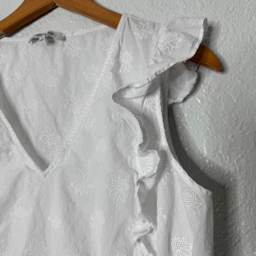 Madewell Side Tie Ruffle Peplum Top White Eyelet Blouse Womens Size Small - Picture 6 of 11